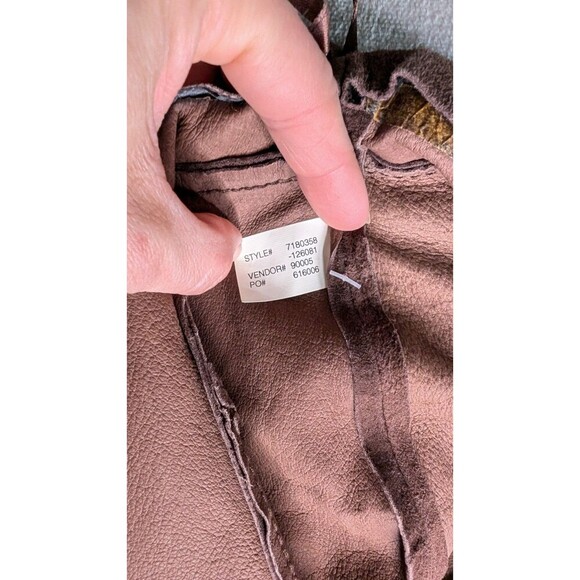 Multiples Sz12 Dead Stock Boho leather Brown Skirt Cowgirl Country Rodeo Y2K - Picture 6 of 12